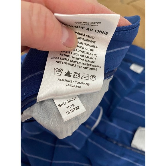 FootJoy Royal Blue White Pinstripe Relaxed Fit Performance Golf Pants Size 42x10 - Picture 4 of 6